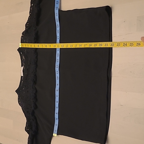 EUC Earth music&ecology Black Crocheted Detail Boxy Cut Blouse - Picture 10 of 14